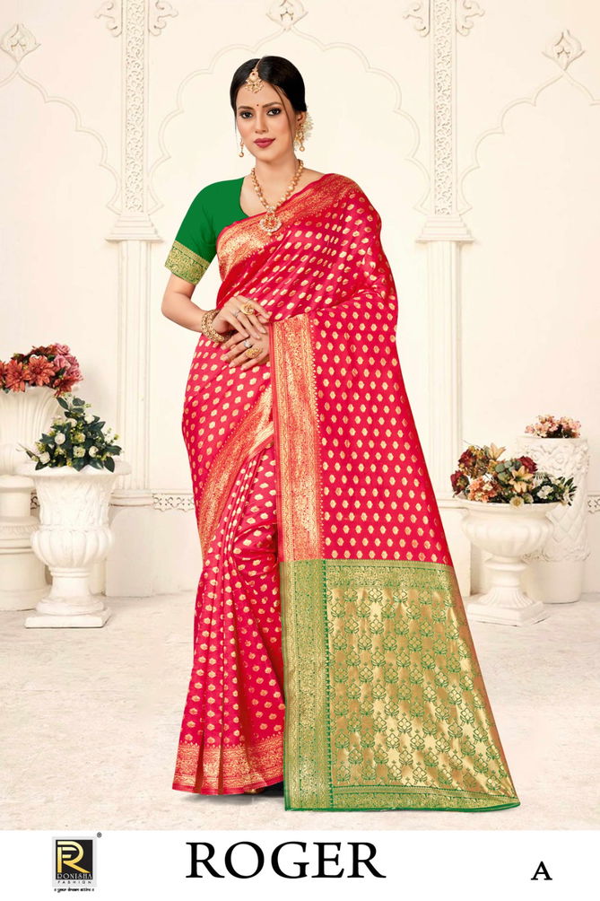 Roger By Ronisha Banarasi Silk Designer Wholesale Saree in India
